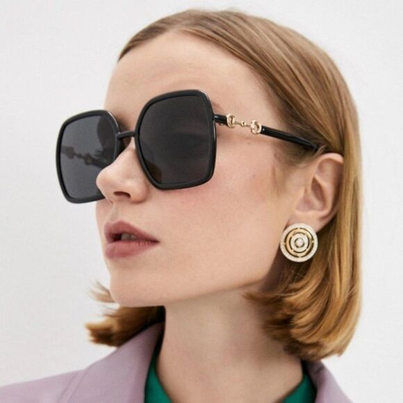 NEW GucciGG0890S 001 Black GraySquare Women Sunglasses